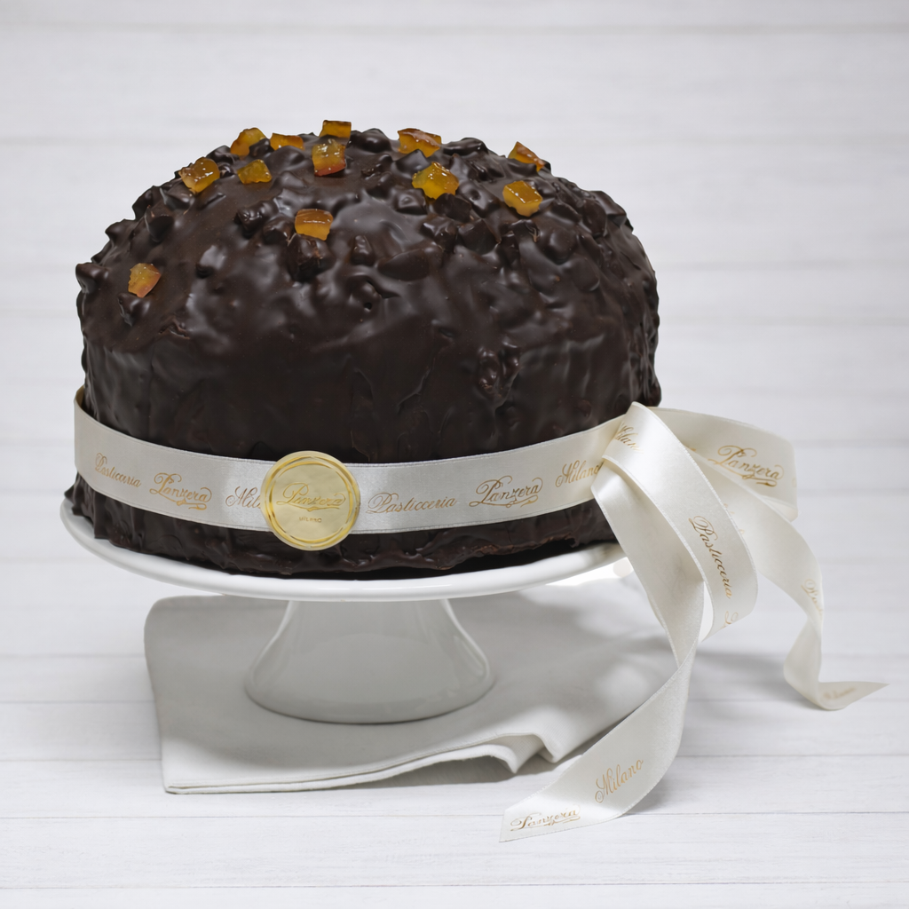 Panettone Glassato al Cioccolato Extrafondente 75% e Arancio Candito